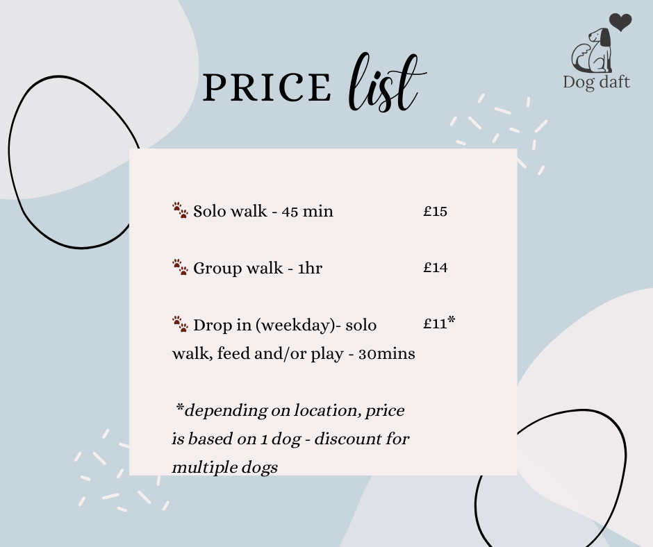 dog walking price list Kilmarnock